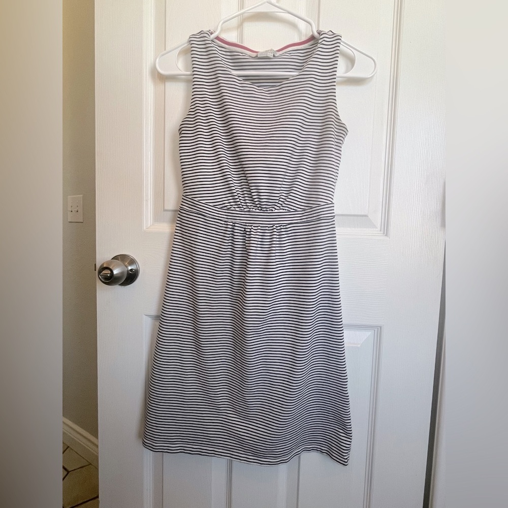 Boden White and Black Sheath Midi Dress Sleeveless Crew Neck